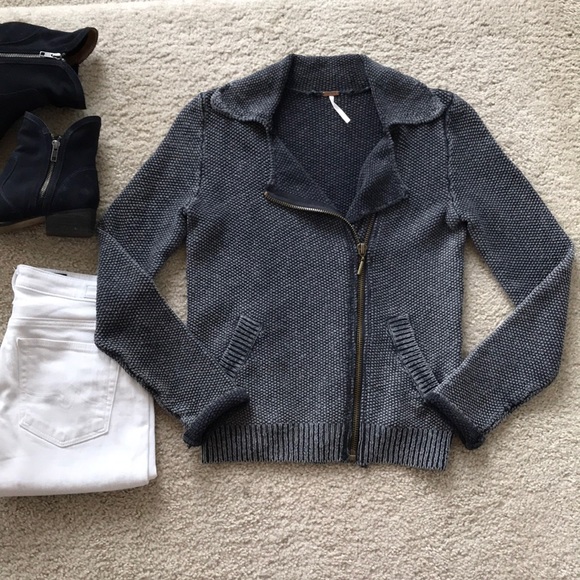 Free People Sweaters - Free People Sweater Knit Moto Sweater Jacket